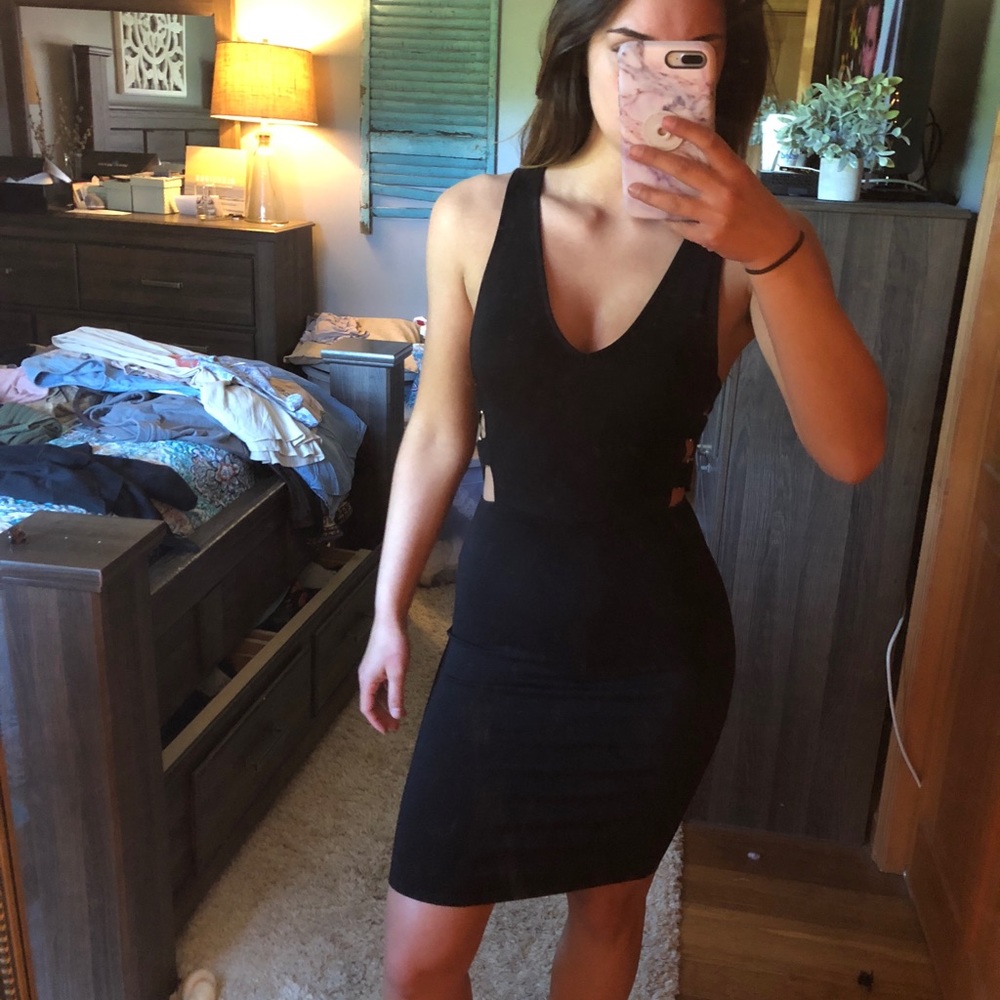 Sexy black midi dress